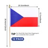 HSQCEZ 12Pcs Small Czech Republic Flags on Wooden Stick Mini