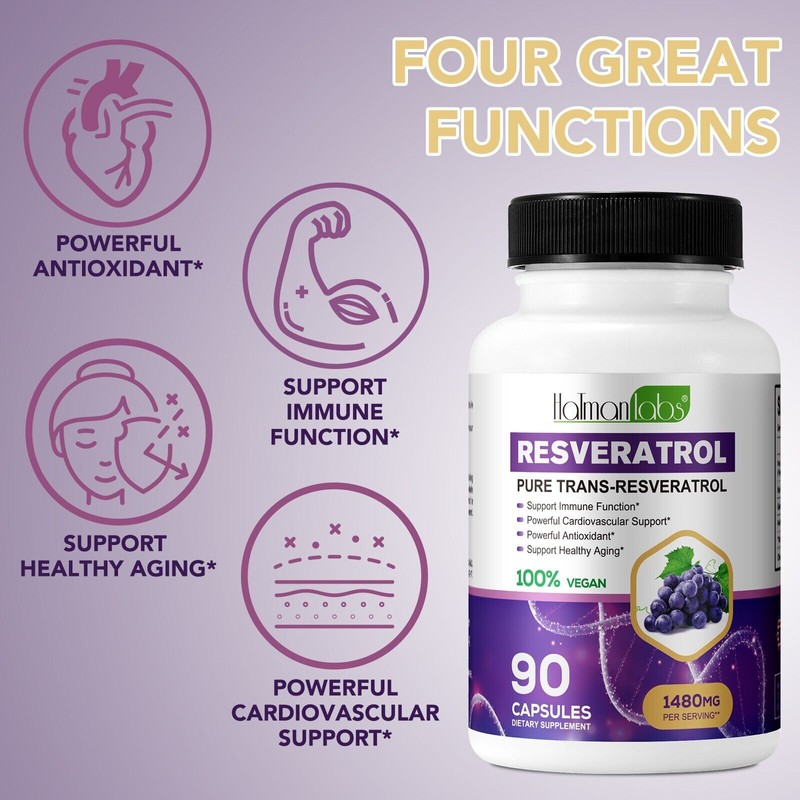 HATMANLABS High Purity Resveratrol Capsules 98% Trans-Resverat