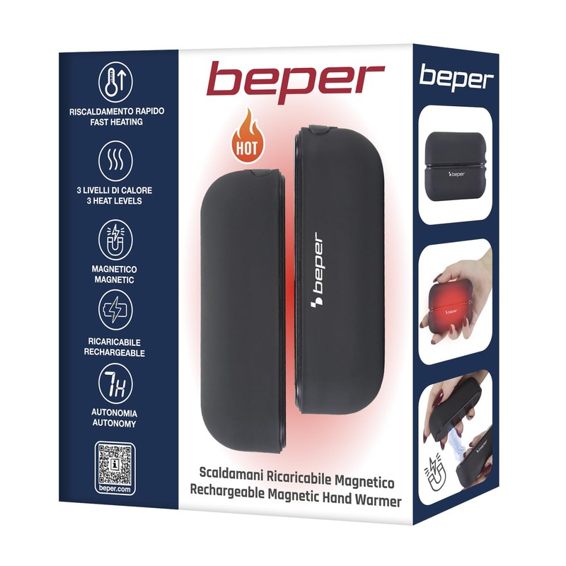 BEPER P203TFO050 Scaldamani Ricaricabile Magnetic, Scalda Mani Portatile con 3