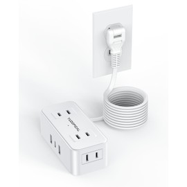 YUDOFICAL Power Strip, Outlet with USB, Octopus Wiring (7-in-1), 4.6 ft (2 m), 4 AC Outlets, 2 USB-A Ports, Equipped with TypeC Ports, Wall Mounted, Octopus Outlet, Extension Cord, Small, Table Tap