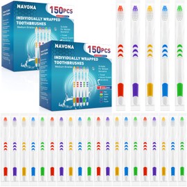 Navona 300 PCS Individually Wrapped Bulk Toothbrush Pack, Colorful Manual Disposable Toothbrushes for Adults or Kids, Ergonomics Handle, Soft Bristles, Perfect for Travel, Hotel, Donation