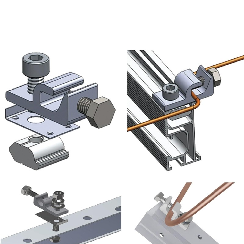 DEWIN Earth Clamp, Solar Panel Mounting Brackets, 4 Sets Solar