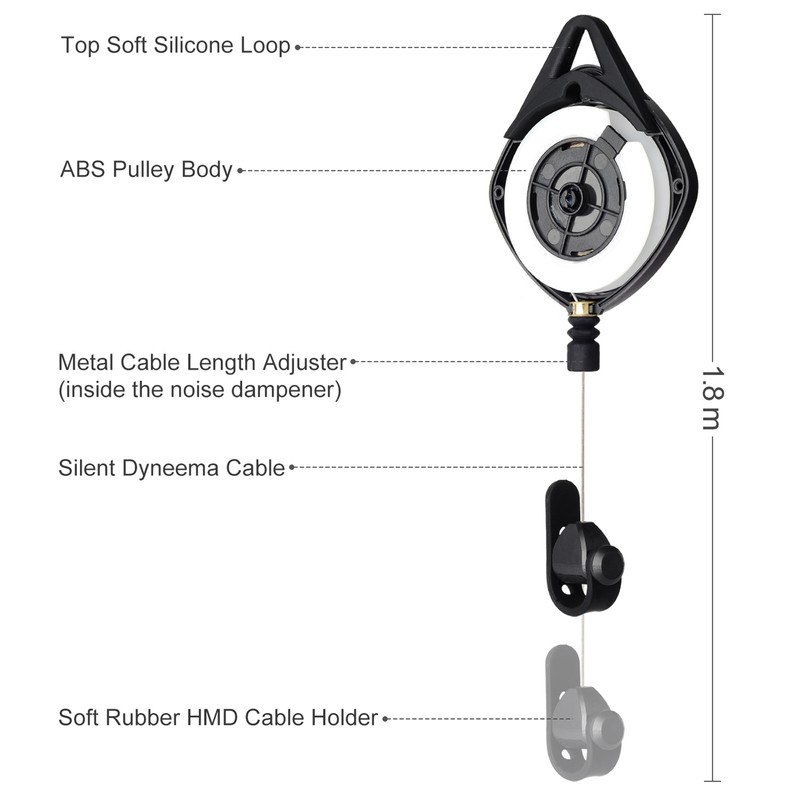VR Cable Management Retractable Ceiling Pulley System Compatible for HTC
