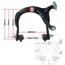 FOMTOR Bicycle Brakes C Brake, 1 Pair Bicycle Brake Set, Road Bike Brake, Bicycle Brake Set, Replacement Parts Accessories for Most Mountain Bikes and Bicycles, Black