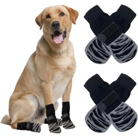 Anti Slip Dog Grip Sock with Adjustable Strap, 4Pcs Anti-Slip Dog Socks,Anti-Slip Dog Sock Dog Paw Protector Grip Sock,Non Slip Dog Sock Anti Slip Paw Protectors Dog Sock,Anti Slip Dog Sock,L Size