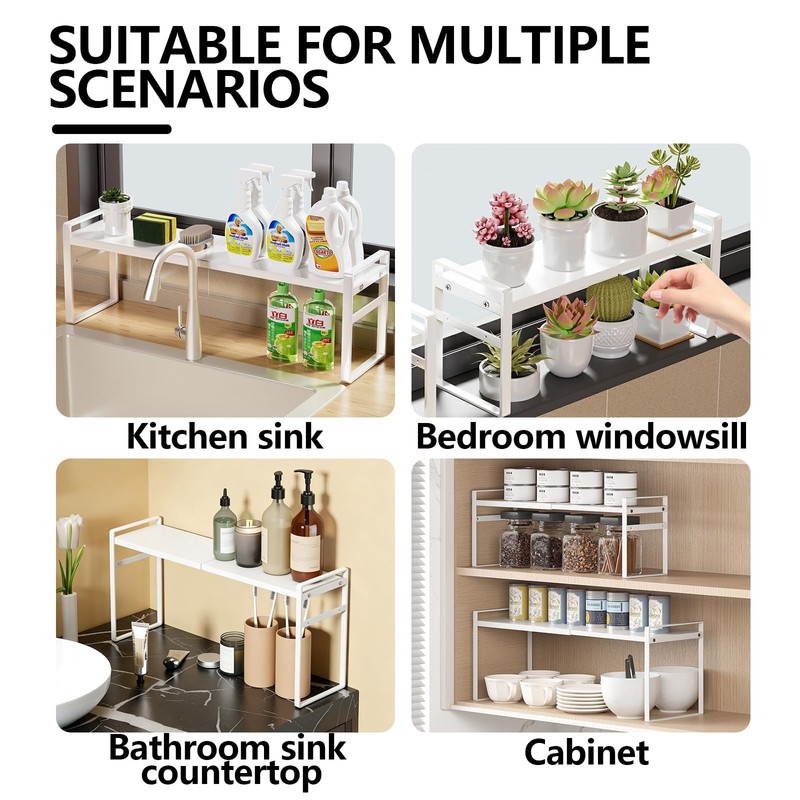 Stuzos Retractable Over The Sink Shelf - Carbon Steel Window