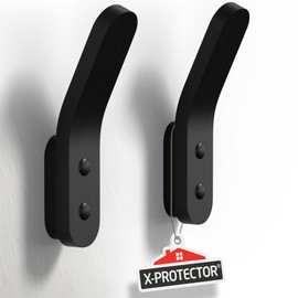 X-Protector Coat Hooks - 2 pcs Set, Black - Mango Wood Wall Hooks for All Purposes - Unique Coat Hooks Wall Mount - Premium Decorative Wall Hooks - Heavy-Duty Closet Hooks Wall Mount for Any Clothes!