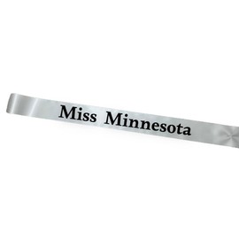Miss Chose your State across the body pageant sash with adjustable pin closure with Tiara ! (Miss Minnesota)