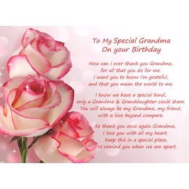 Birthday Poem Verse Greeting Card (Special Grandma, from Granddaughter)