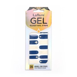 Laflare Gel Glossy Nail Strips, Self Adhesive Gel Nail Art Decals Polish Stickers with 20 Pcs Double-End Strips Glitter False Nails Including Trimming File (45780 - Blue Eye)