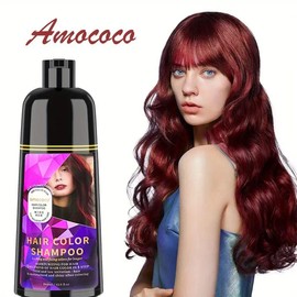 Amococo-Hair dye Shampoo, Quick hair dye,hair care,Fruity aroma-Black & Brown-3-In-1 Color‚ÄìPlant extracts-Long Lasting‚Äì500 Ml Haircare Oil:_Wine red