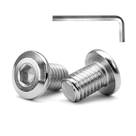 MINHER 10 sets M6 x 12 mm screws, flat head screws, A2 V2A stainless steel flat head hexagon socket screws for furniture (with Allen key)