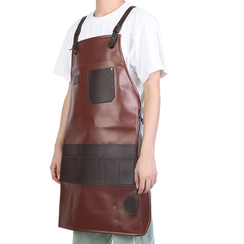 Barber Apron Waterproof Bartender Kitchen Cooking Adjustable Apron with Pockets