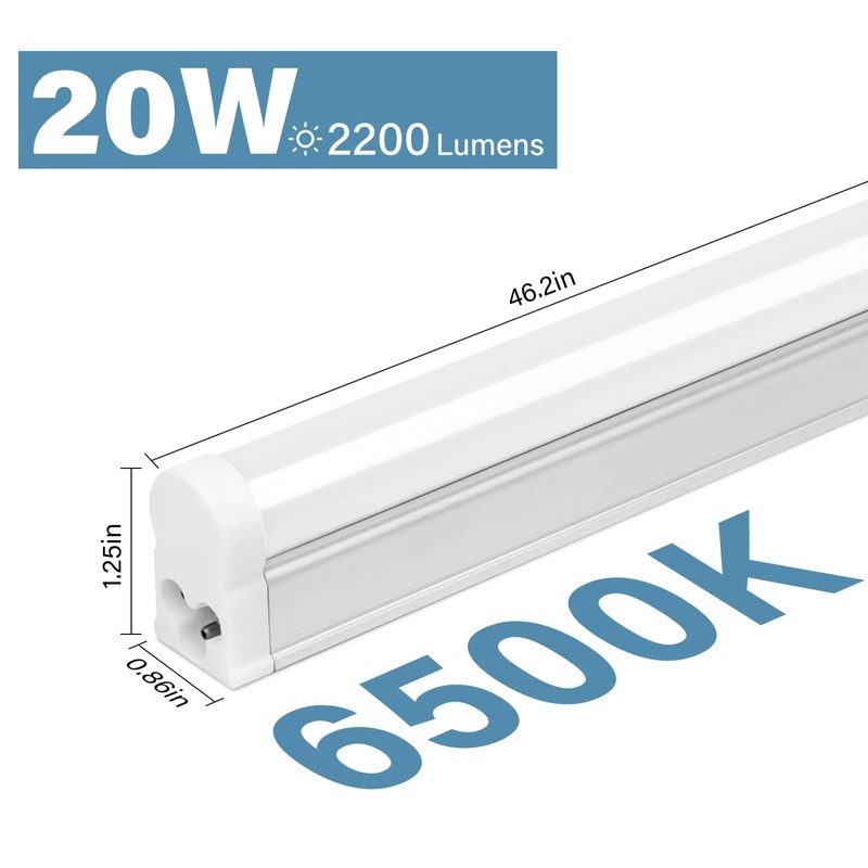 EPESTOEC 6 Pack LED T5 Integrated Single Fixture, 4FT, 2200lm,