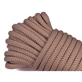 1/4" Polypropylene/Nylon Utility Rope - Cargo, Crafts, Tie-Downs, Marine, Camping, Swings, Hiking - Coyote Brown 50 Feet