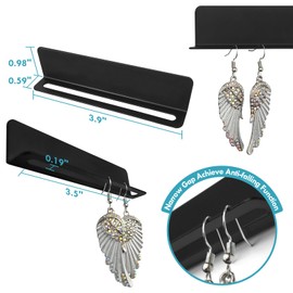 Magnetic & Adhesive Hanging Jewelry Organizers, 4 Pack Small Metal Display Holders of Racks and S Hangers for Necklace Earring Ring Bracelet, Tiny Earring Shelf Mount on Wall Mirror Cabinet Pegboard