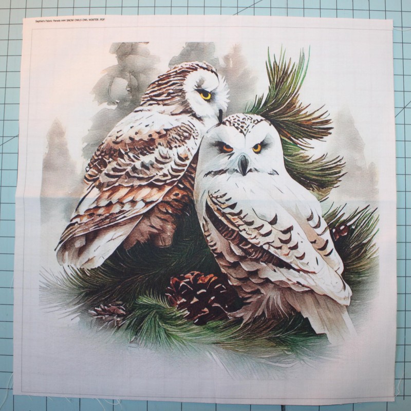Fabric Panel 14"x14" Winter Owls 100% Cotton Quilting Panel Square
