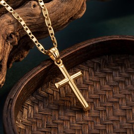 TAKUGI Cross Necklace for Women 14K Gold Cross Necklaces for Women
