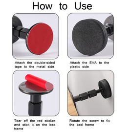 WANLIAN Headboard Stabilizers, Headboard Stoppers, Bed Frame Holders, Adjustable Threaded Bed Frame, Anti Shake Tool, Adjustable from 1.5"-4.5", Black, Pack of 2