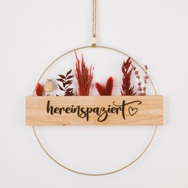 Dried Flower Wreath, Door Wreath, Dried Flowers, Welcome Sign (Dried Flowers Bordeaux)