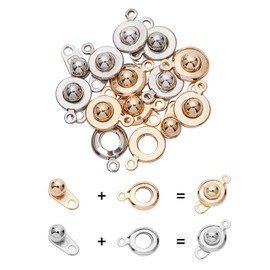 UNICRAFTALE 12 Sets 2 Colors Snap Clasp Stainless Steel Round Clasps with 2 Holes Fastener Clasp Connector Jewelry Clasps for Making Necklaces Bracelets 15mm Long