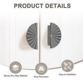 M METERXITY 2-Pack Brushed Cabinet Knobs, 3.5" Half Moon Modern Zinc Alloy Knobs Handles for Dresser Drawers/Office Decorative/Kitchen Bathroom Door [Dark Grey]