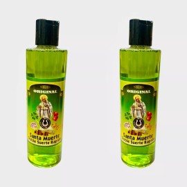 2PACK- Santa Muerte Doble Suerte Rapida Agua Espiritual Para Limpias Baños 8 oz