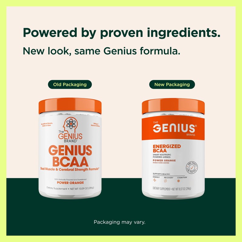 Genius Vegan BCAA Powder, 5g BCAAs & Glutamine, Orange, 21