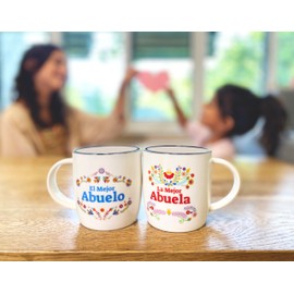 Triple Gifffted Grandparents Gifts, La Mejor Abuela and Abuelo Coffee Mugs in Spanish, Latino Best Grandma and Grandpa, Regalo Dia Birthday and Christmas, Taza Abuelos, Ceramic Cup 13 Oz