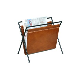 VISHWA CUERO ART folding leather magazine rack brown leather magazine and paper holder news paper holder with metal rack