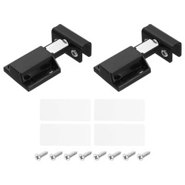 sourcing map Glass Door Magnetic Catch Latch Closures with Clamp, 2 Sets for 5-8mm Glass, Push Open Single Glass Door Magnetic Touch Latch, Black