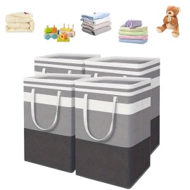 Homey 4-Pack Foldable Laundry Hampers 19.81 Gallon Rectangular Gray Fabric Clothes Baskets With Handles For Laundry Roomsize: Size 4PCS
