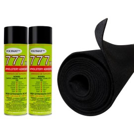 Polymat 12ft x 45in S60 BLACK CARPET + 2 CANS 777 GLUE FOR Boat Trailer Bunks