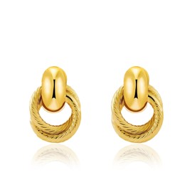 NIXMAX Chunky Gold Earrings for Women Knot Door Knocker 14K Dangle Drop Dainty Earring Hypoallergenic Lightweight Statement Jewelry Trendy Cute Gifts (Matte Finish)