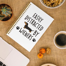 ANIANG Dog Notebook, Dog Journal, Funny Notebooks, Dachshund Gifts for Women 5.5"x8.3" 164pages Lined Notebooks College Ruled, Easily Distracted by Dachshund Notebook for Office School Supplies