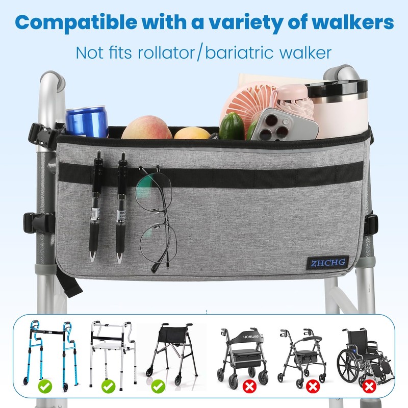 ZHCHG Walker Basket for Seniors, Walker Accessories, Folding Walker Bag