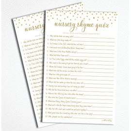 Nursery Rhyme Quiz Game - Baby Shower Games - Gold Confetti (50-sheets)