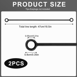 2PCS Earplugs Connector Cord, Flexible Anti Drop Earplugs Cord, Tug-Resistant Safety Cord for Earplugs with Removable Tips, Preventing Earplugs from Falling Running Swimming (White, One Size)