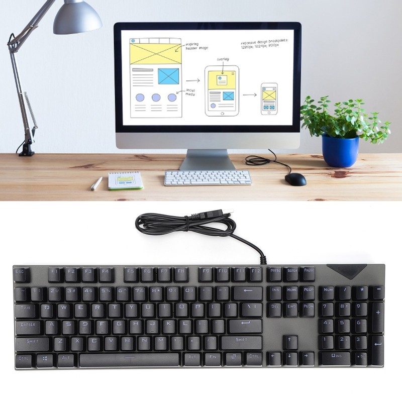 Mechanical Keyboard Wired Gaming Backlight Ultra Thin USB Keyboard for