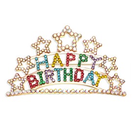 Birthday Brooch Pin for Women Metal Pin Rhinestone Queen Crown Brooch Pins for Women Round Buckle Brooch for Wedding Party Birthday (Star)