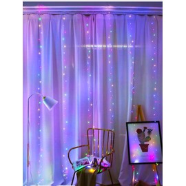 300 LED Colorful Curtain Light for Party/Wedding/Festival/Christmas,Window Blinking String Light for Bedroom/Living Room,USB Plug with 8 Modes…