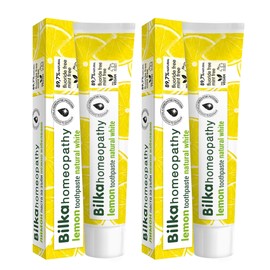 Bilka Homeopathy Lemon Toothpaste, Toothpaste with Xylitol, Fluoride-Free, Menthol Free, Sugar-Free, Natural Whitening Effect, 2 x 75 ml