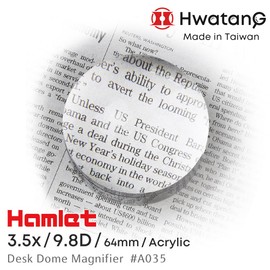 HWATANG Hamlet Optics Dome Magnifier Optical Glass Grade Acrylic Paperweight Ball for Desktop Magnifying Reading Loupe Paper Weight Crystal Reading Aids for Book Reading 3.5X / 9.8D / 2.5” 64mm A035