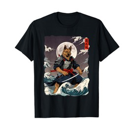 German Shepherd Samurai Japanese Retro Ukiyo-e Warrior Dog T-Shirt