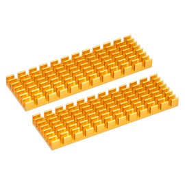 sourcing map 2 Pack M.2 SSD Heatsink Cooler with Thermal Pad Alloy Aluminium Cooling Sink for PC 70 x 22 x 6 mm Gold