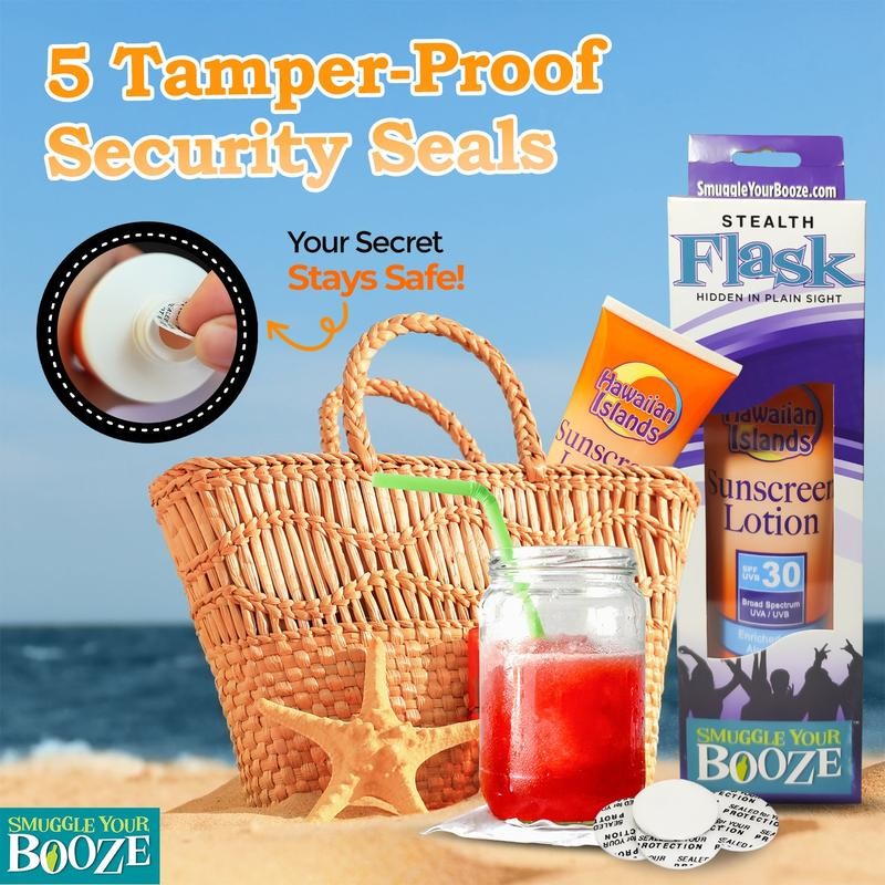 Smuggle Your Booze Flask Fake SPF 30 Sunscreen