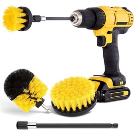4 Piece Drill Brush Attachment Set - Power Scrubber Brush Cleaning Kit - All Purpose Drill Brush with Extend Attachment for Bathroom Surfaces, Floor,Shower, Tile, Kitchen，Grout, Tub and Car