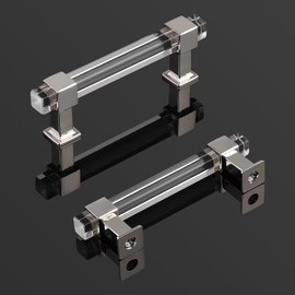 knobelite 30 Pack Cabinet Pulls with Square Acrylic Tube, 3-1/2 Inch Hole Center Adjustable Kitchen Cabinet Handles, Zinc Alloy Cabinet Pulls Polished Chrome, Drawer Pulls for Bedroom and Bathroom