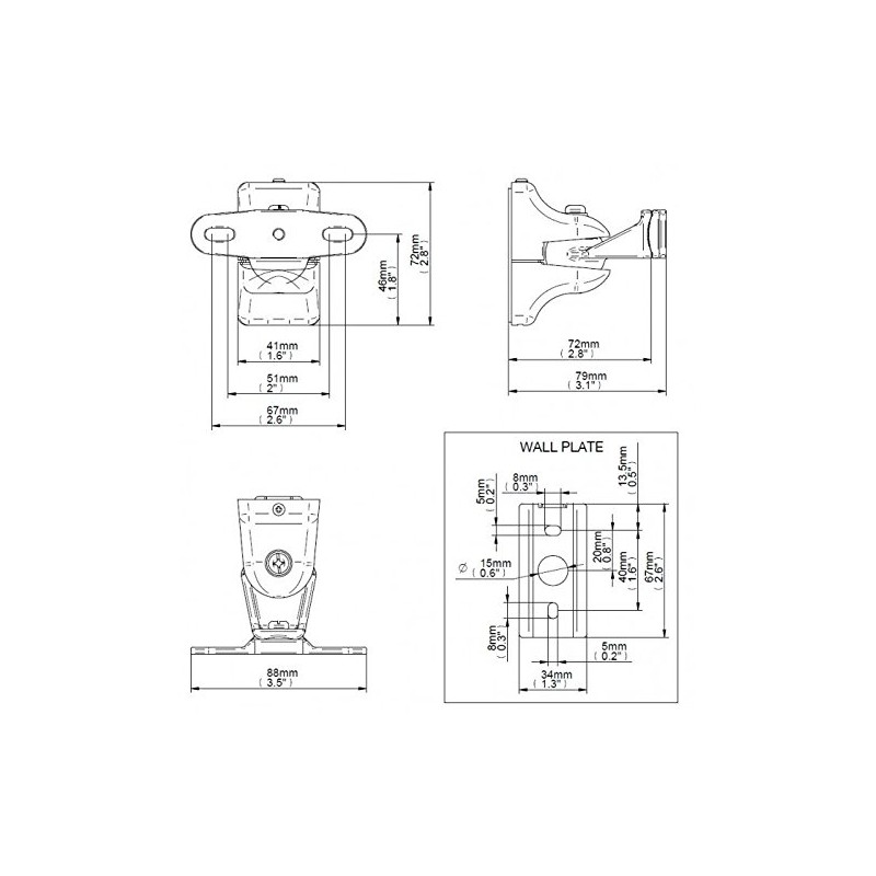 B-Tech BT332W Speaker Wall Mount - White (Pack of 2)