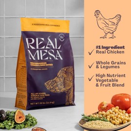 REÁL MESA Premium Dry Dog Food for Adult Dogs - High-Protein, Chef-Curated Mediterranean Chicken & Rice Dog Food Entrée - Nutrient-Rich, Natural Ingredients - Pet Food (26 lbs Bag)